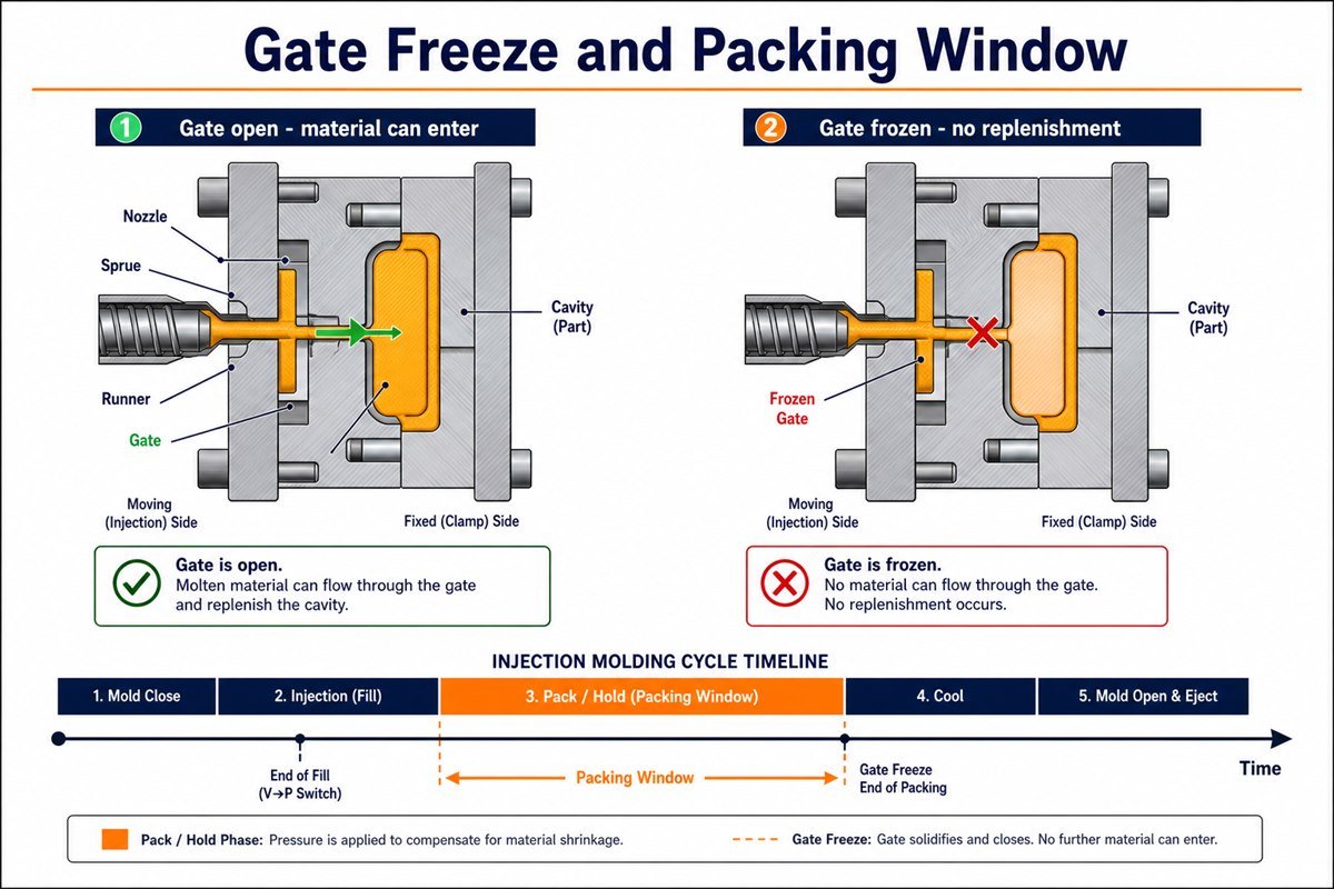 Gate Freeze and Packing Pressure Window