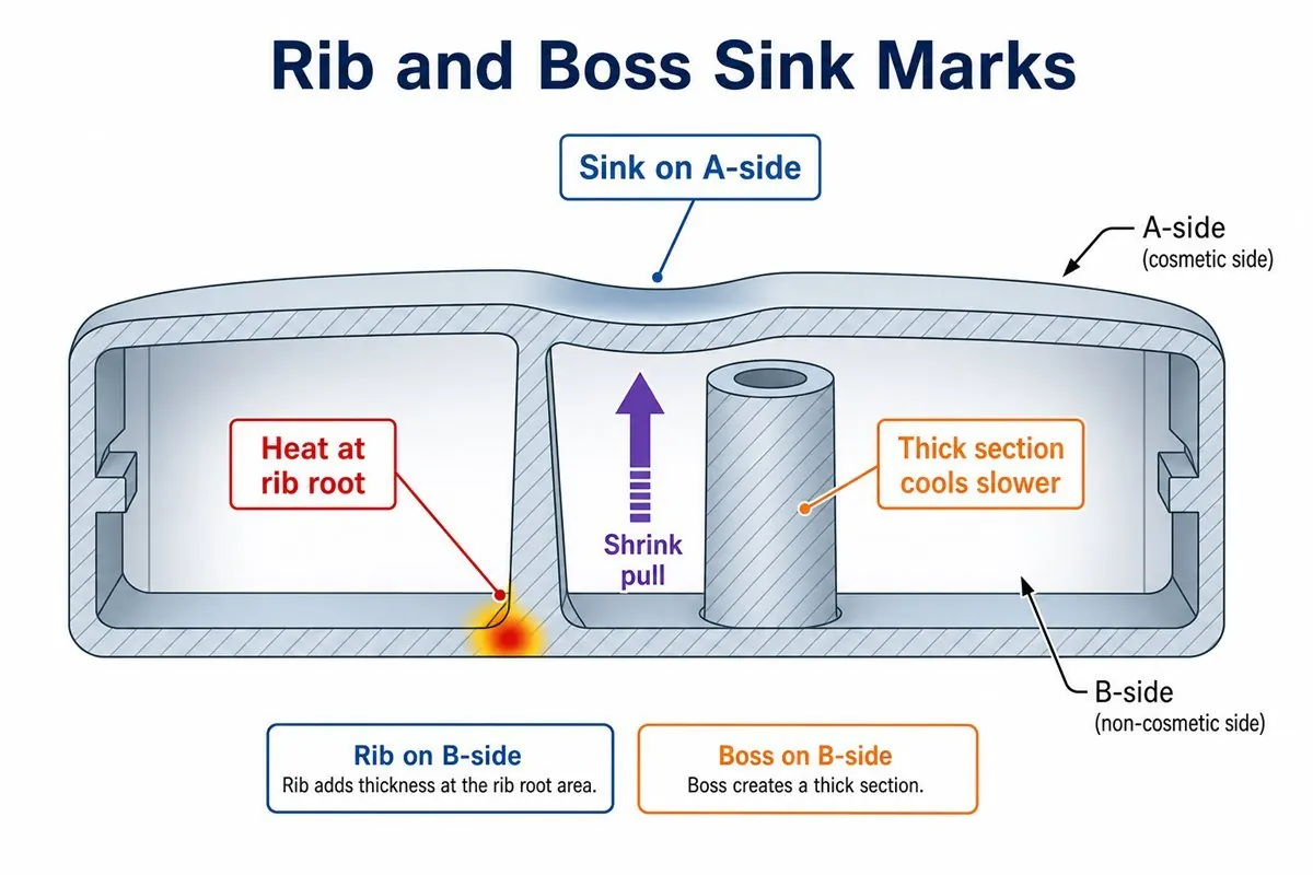 Packing Pressure in Injection Molding: Why Pack/Hold Matters After Fill 5 Rib and Boss Sink Mark Causes