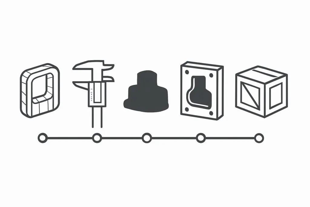 Engineering workflow diagram for an injection molding RFQ process
