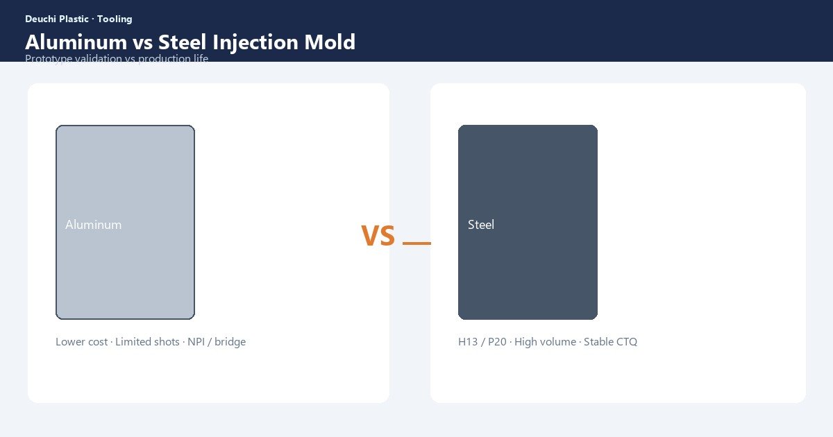 Aluminum prototype mold versus steel production injection tool — Deuchi Plastic