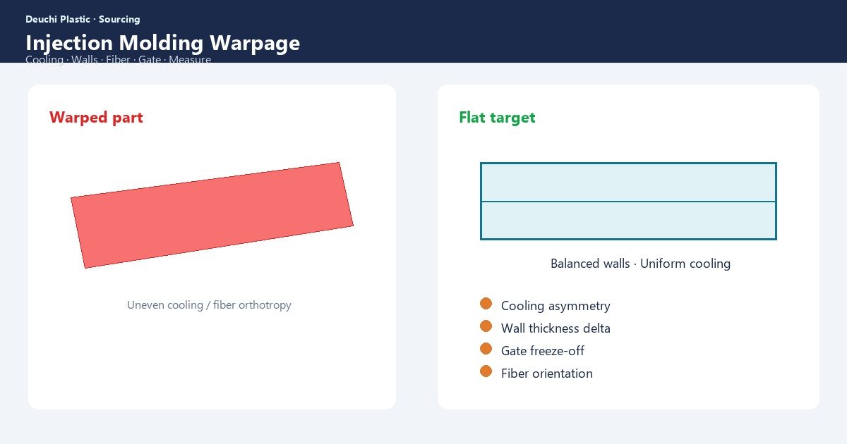 Warped vs flat injection molded plastic part comparison — Deuchi Plastic