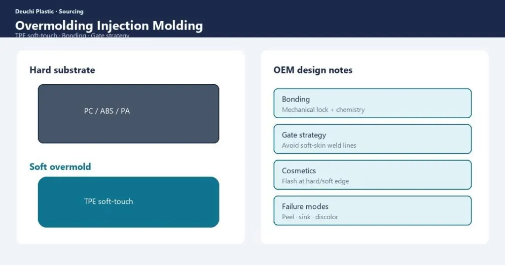 Soft overmolding on hard plastic substrate for OEM product — Deuchi Plastic