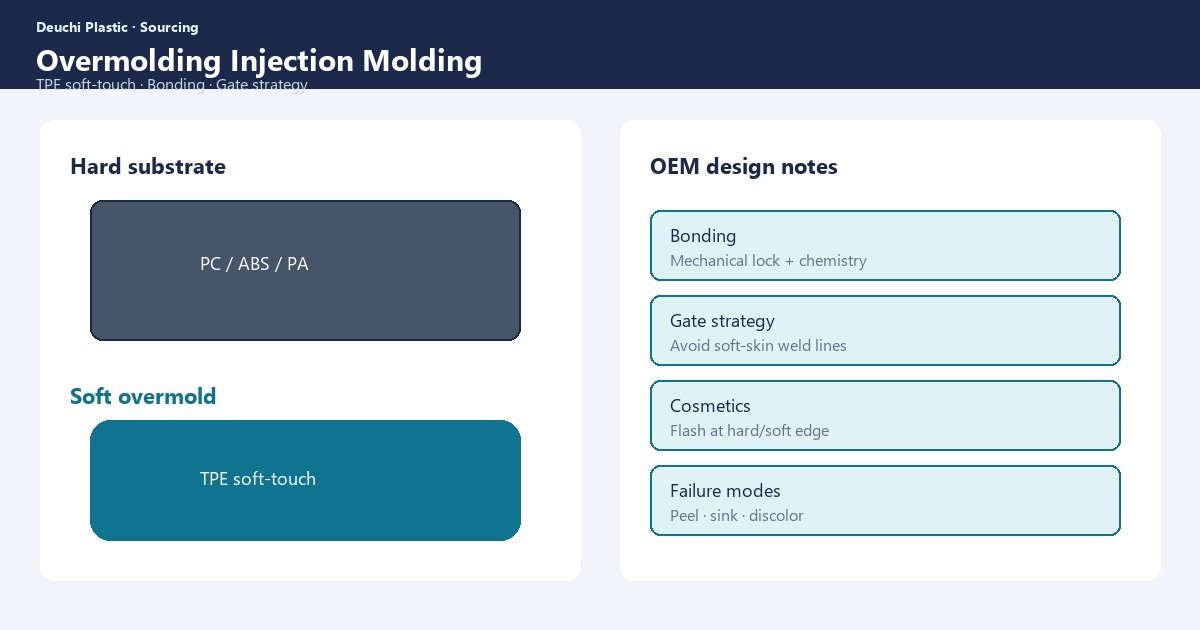 Overmolding Injection Molding: OEM Design Guide 1 Soft overmolding on hard plastic substrate for OEM product — Deuchi Plastic