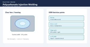 Clear polycarbonate injection molded lens housing — Deuchi Plastic