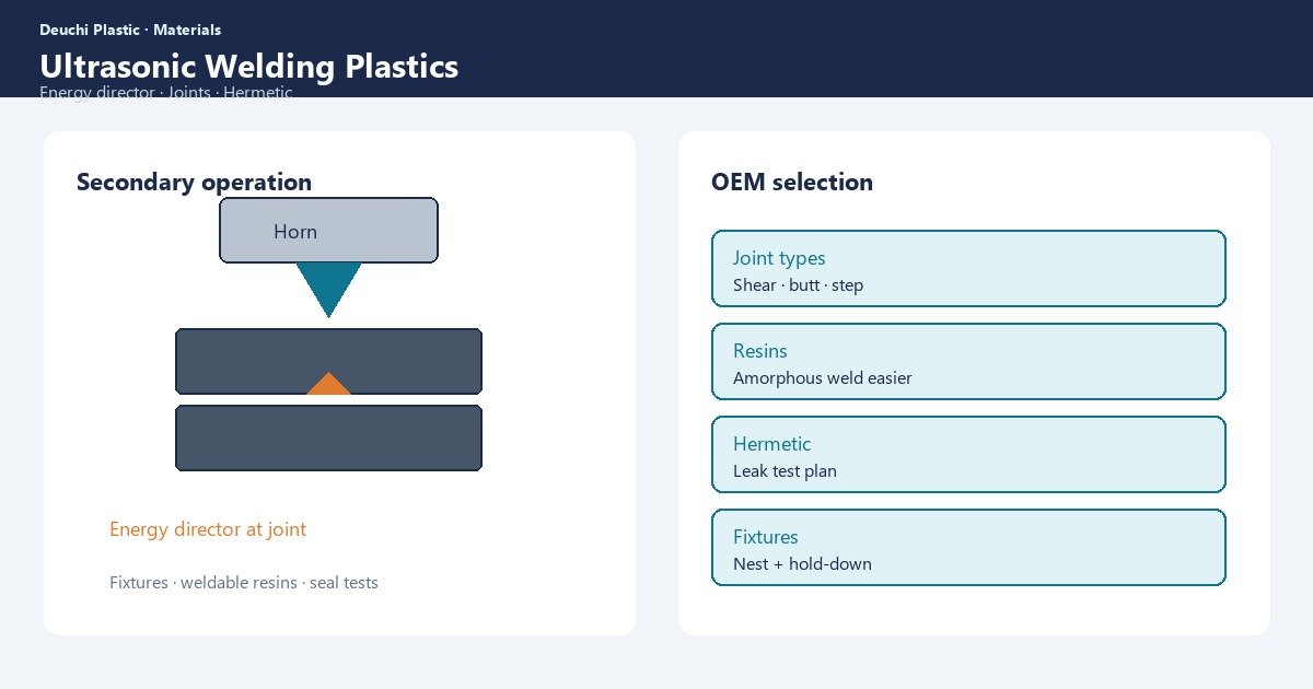 Ultrasonic Welding Plastic Parts for OEMs 1 Ultrasonic welding plastic parts secondary operation — Deuchi Plastic