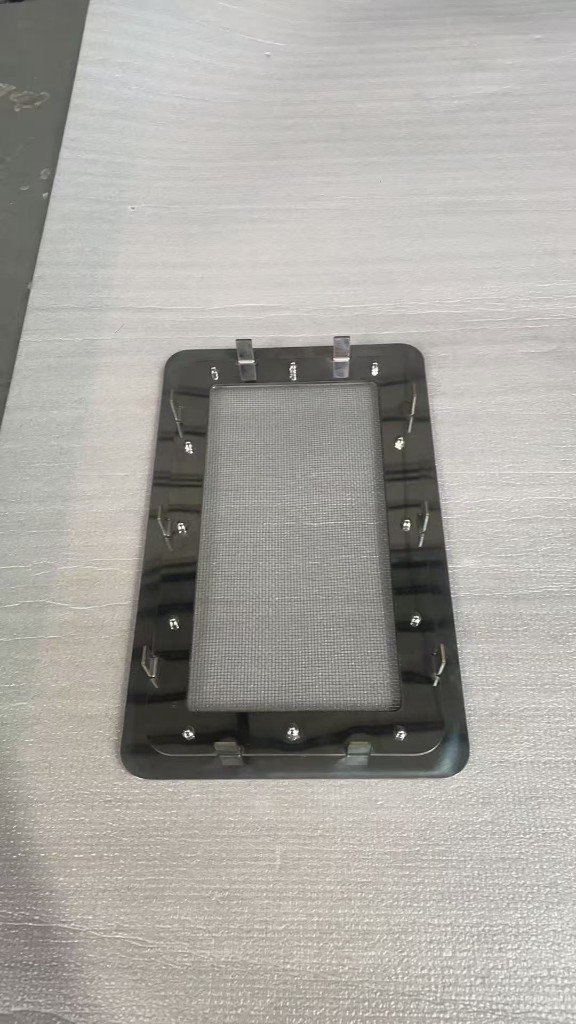 Back view of marine screen assembly showing perimeter clips