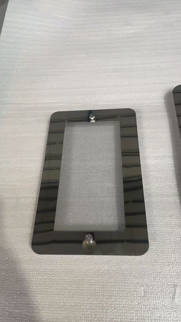 Finished marine screen assembly — machined frame with mesh insert